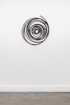 Crosscut Black - Contemporary Abstract Metal Wall Sculpture, Signed, 2010+