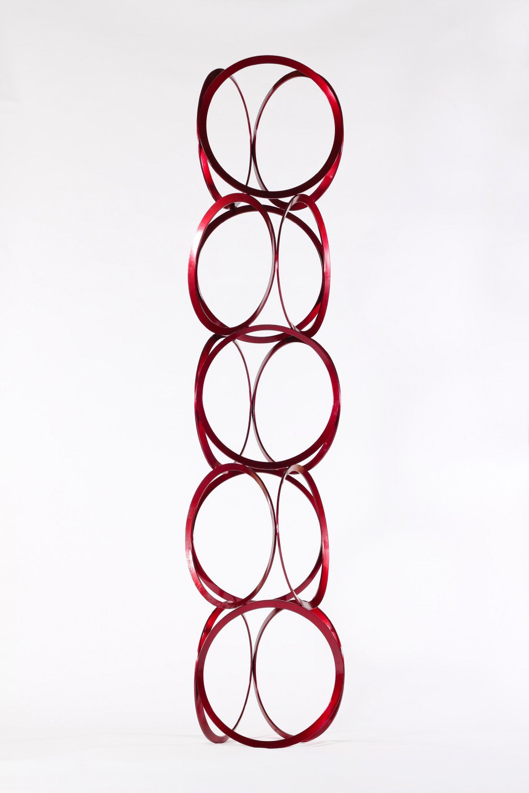 Zeichnung im Raum - Große, leuchtend rote, geometrische, abstrakte Skulptur aus beschichtetem Stahl (Zeitgenössisch), Sculpture, von Shayne Dark