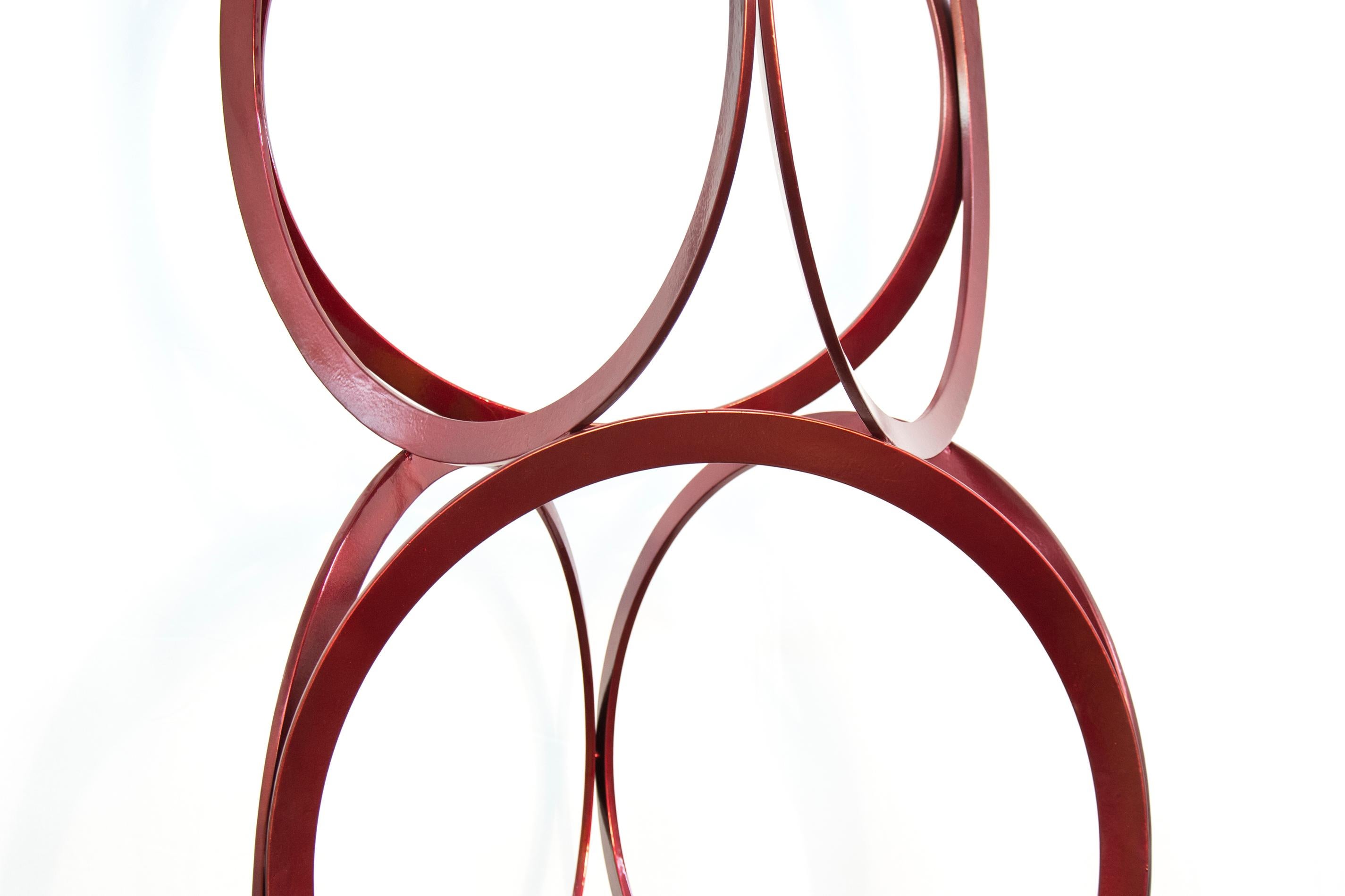 Zeichnung im Raum - Große, leuchtend rote, geometrische, abstrakte Skulptur aus beschichtetem Stahl im Angebot 5
