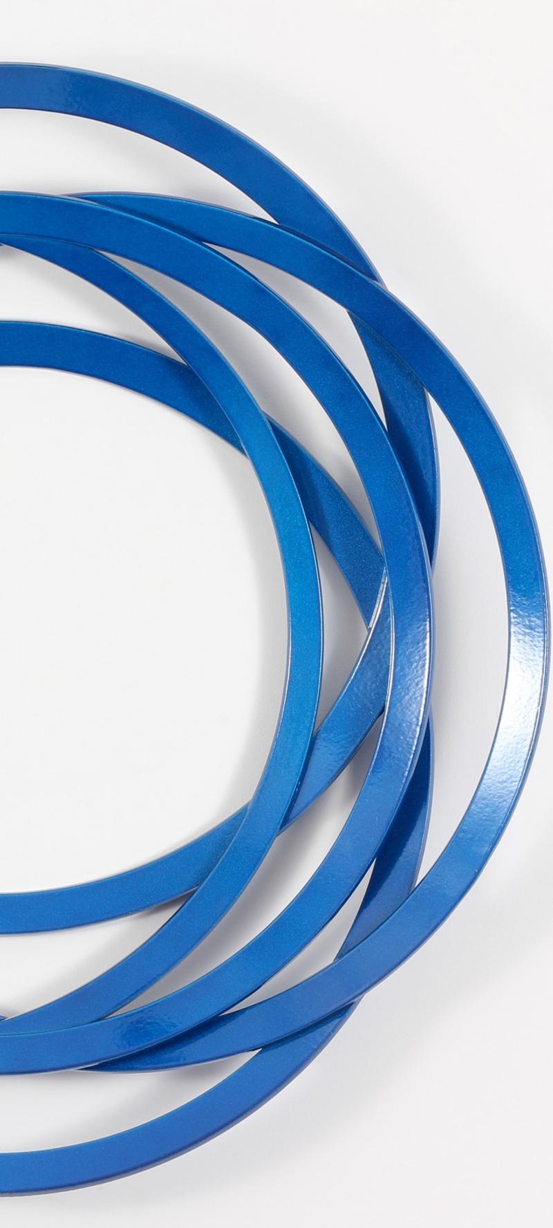 Erratic Colour Candy Blue - circles, steel, geometric abstract, wall sculpture - Contemporary Sculpture by Shayne Dark