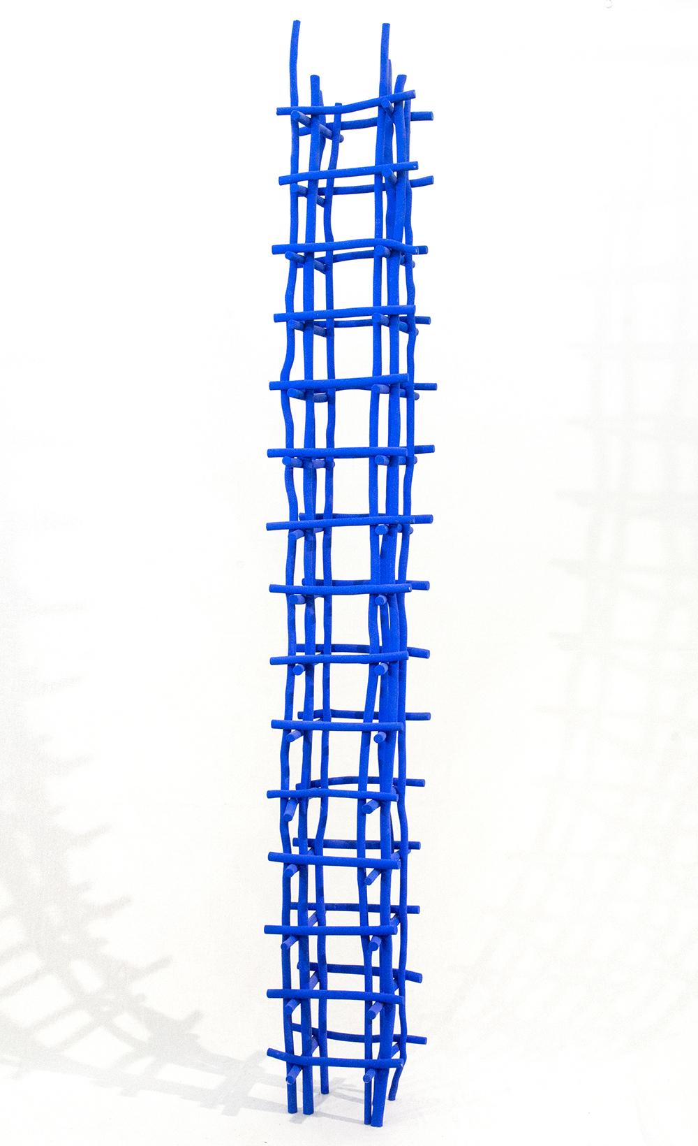 Gridlock Series Blue Column - Sculpture by Shayne Dark