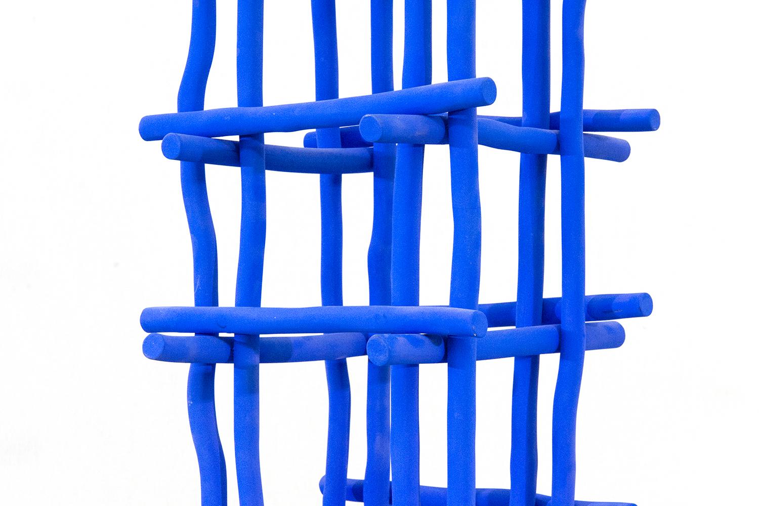 Gridlock Series Blue Column - Contemporary Sculpture by Shayne Dark