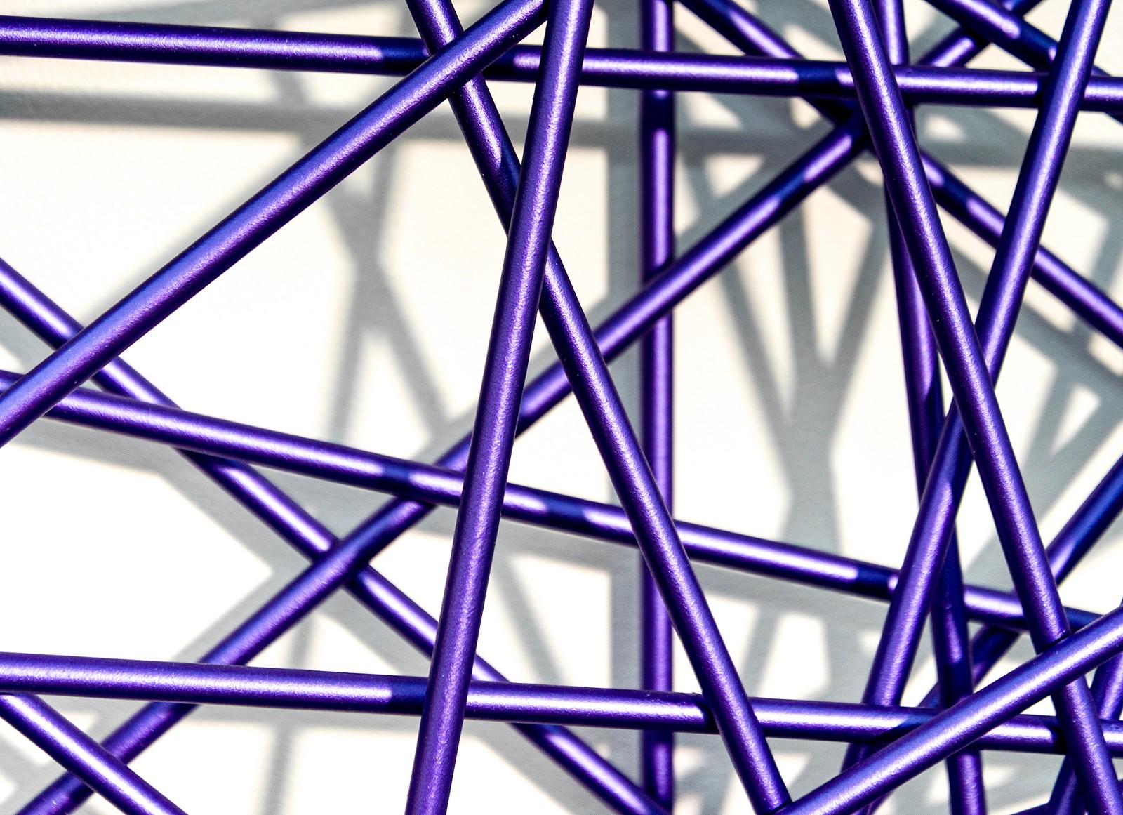 Gridlock Series Purple - layered, intersecting, forged aluminum wall sculpture - Contemporary Sculpture by Shayne Dark