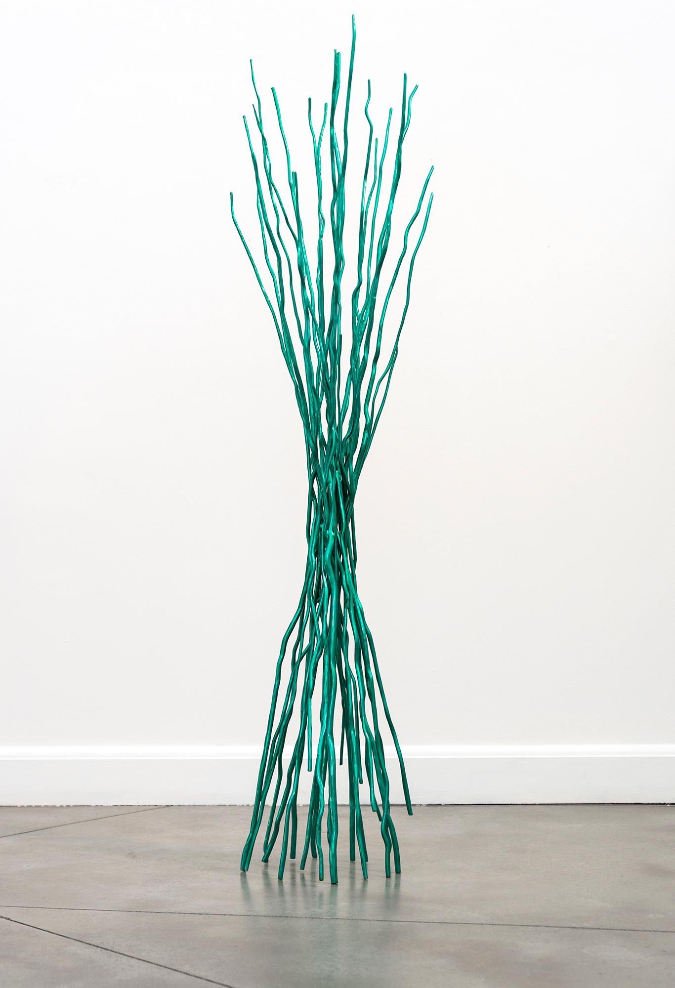 Interlace Green - Contemporary Steel Sculpture, 2010s, 20x69 in