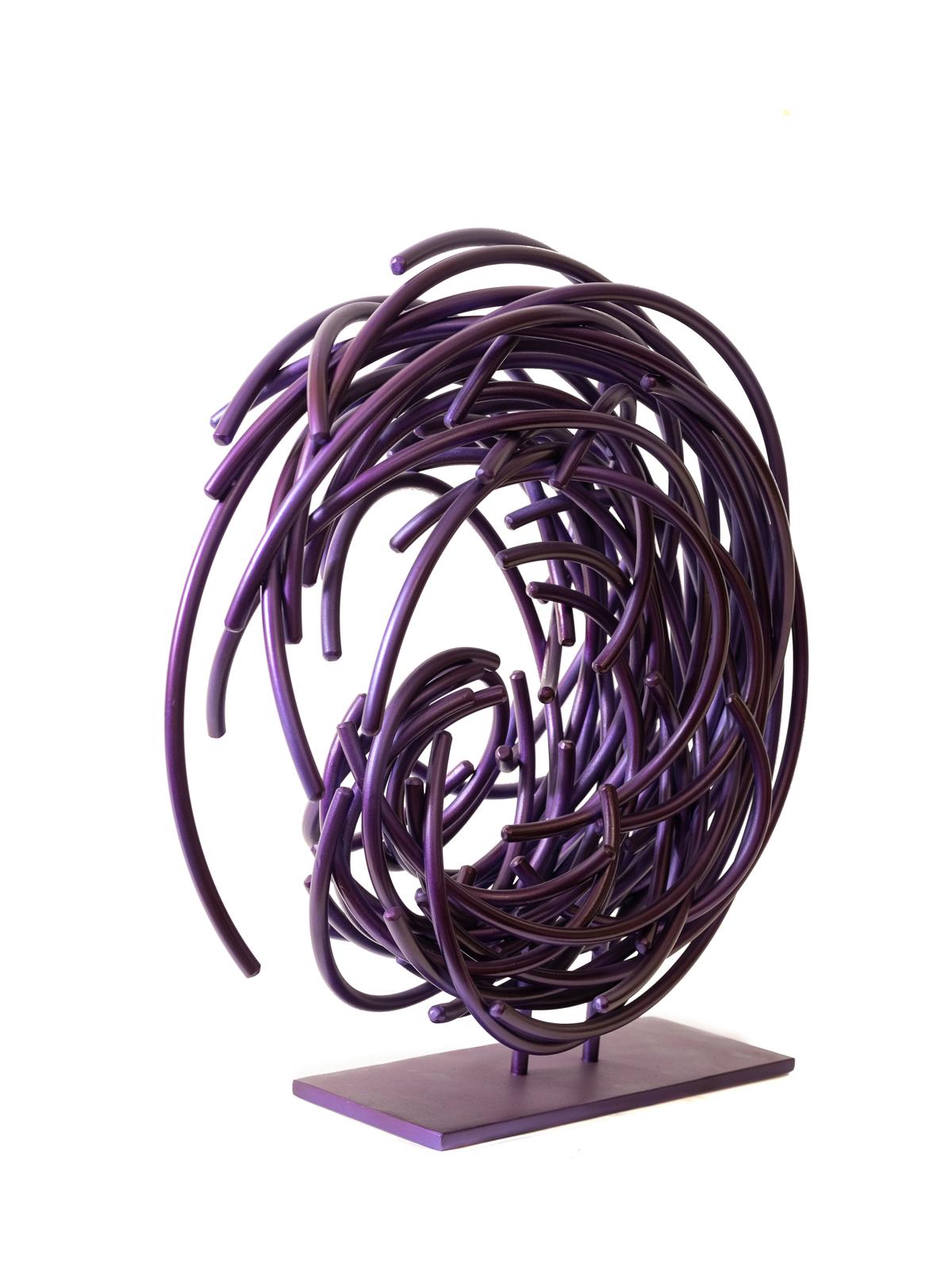 Maelstrom Series No 5 - layered, intersecting, forged aluminum sculpture - Purple Abstract Sculpture by Shayne Dark