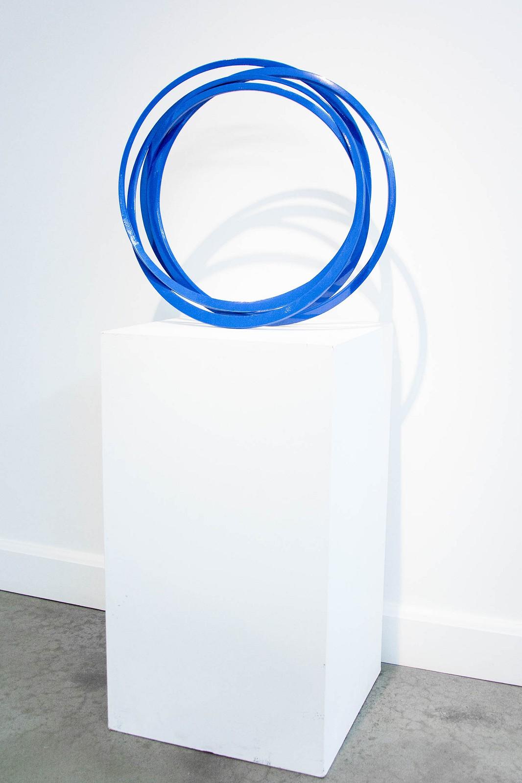 Runde und runde blaue Wandskulptur – glänzend, Kreise, Stahl, geometrische abstrakte Wandskulptur im Angebot 5