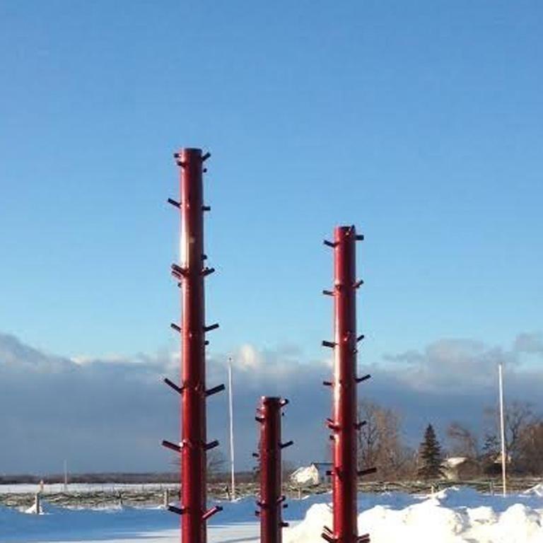 Deep red vertical sculpture. Three elements. Can be installed indoors or outdoors.

Since he began his artistic career in the mid 1980’s, Dark has participated in exhibitions throughout Ontario and Quebec, and in the United States, notably at the