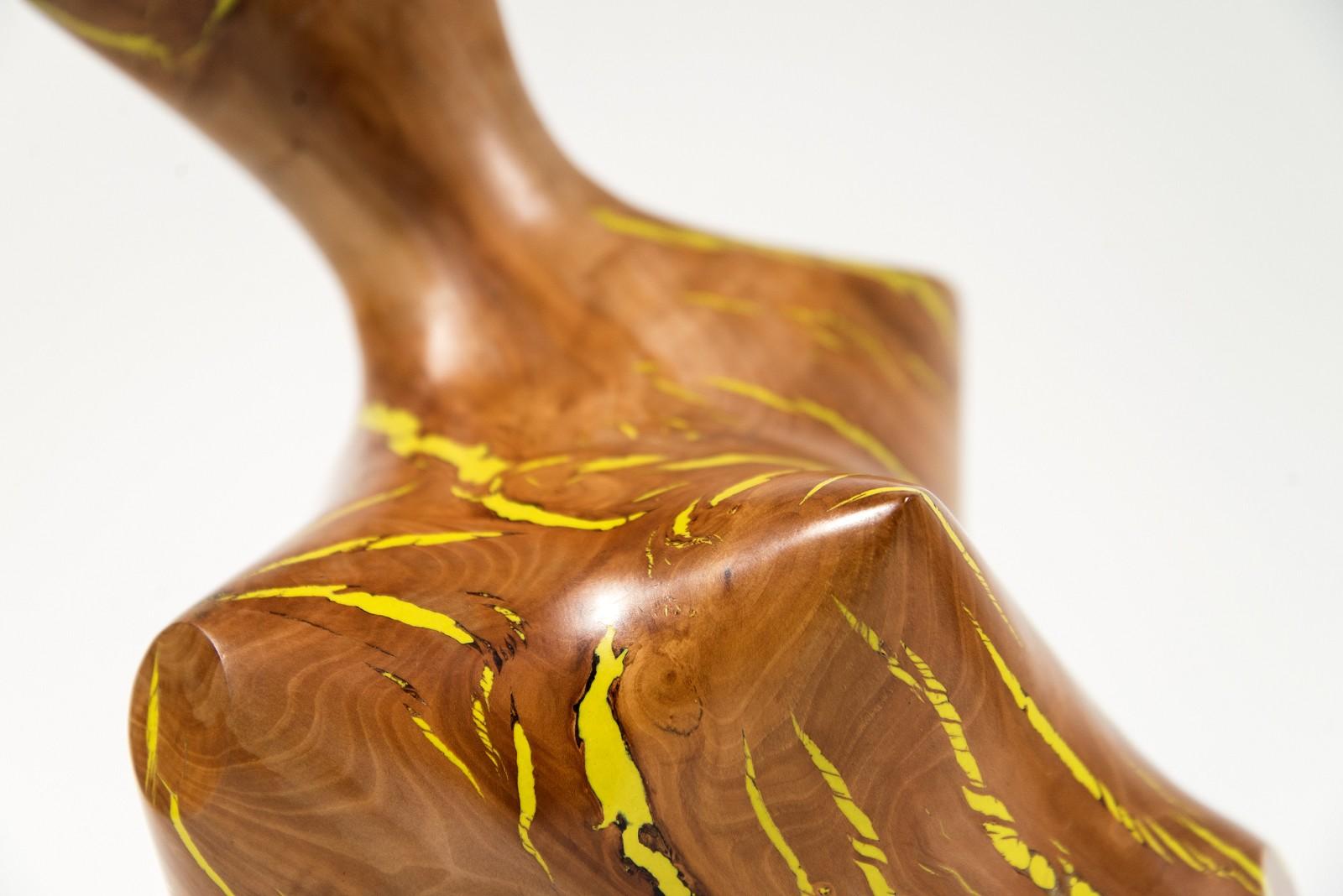 Windfall Series II No 1 - smooth, carved, abstract, Applewood & resin sculpture For Sale 2