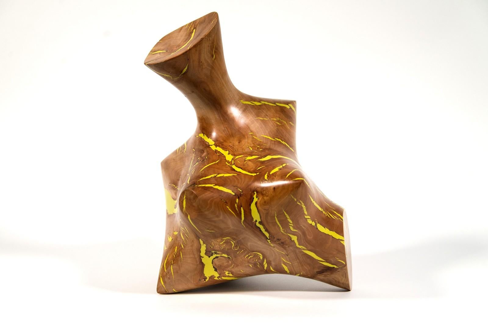 Windfall Series II Nr. 1 – glatte, geschnitzte, abstrakte Skulptur aus Apfelholz und Harz