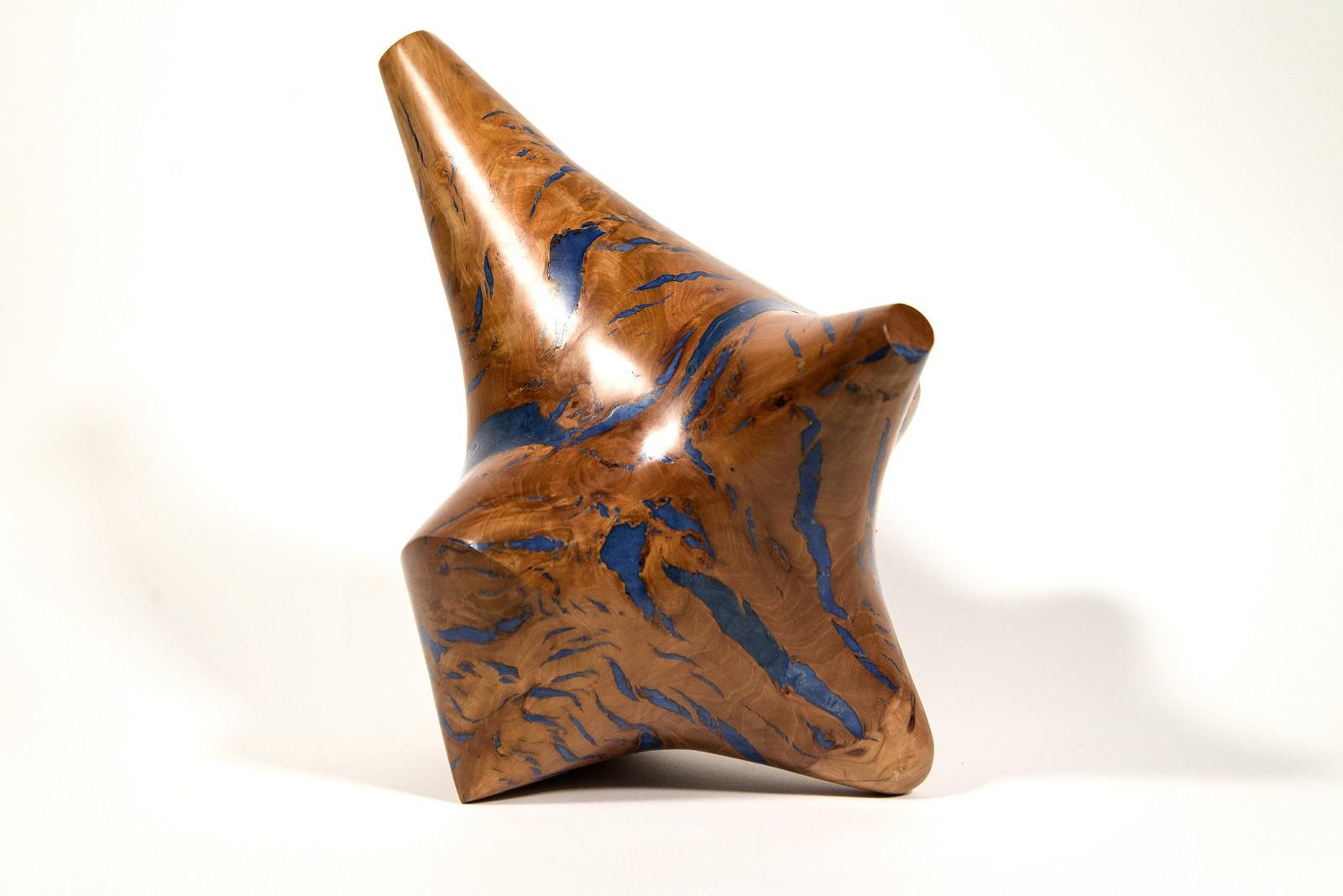 Windfall Series II No 8 - smooth, carved, abstract, Applewood & resin sculpture - Sculpture by Shayne Dark