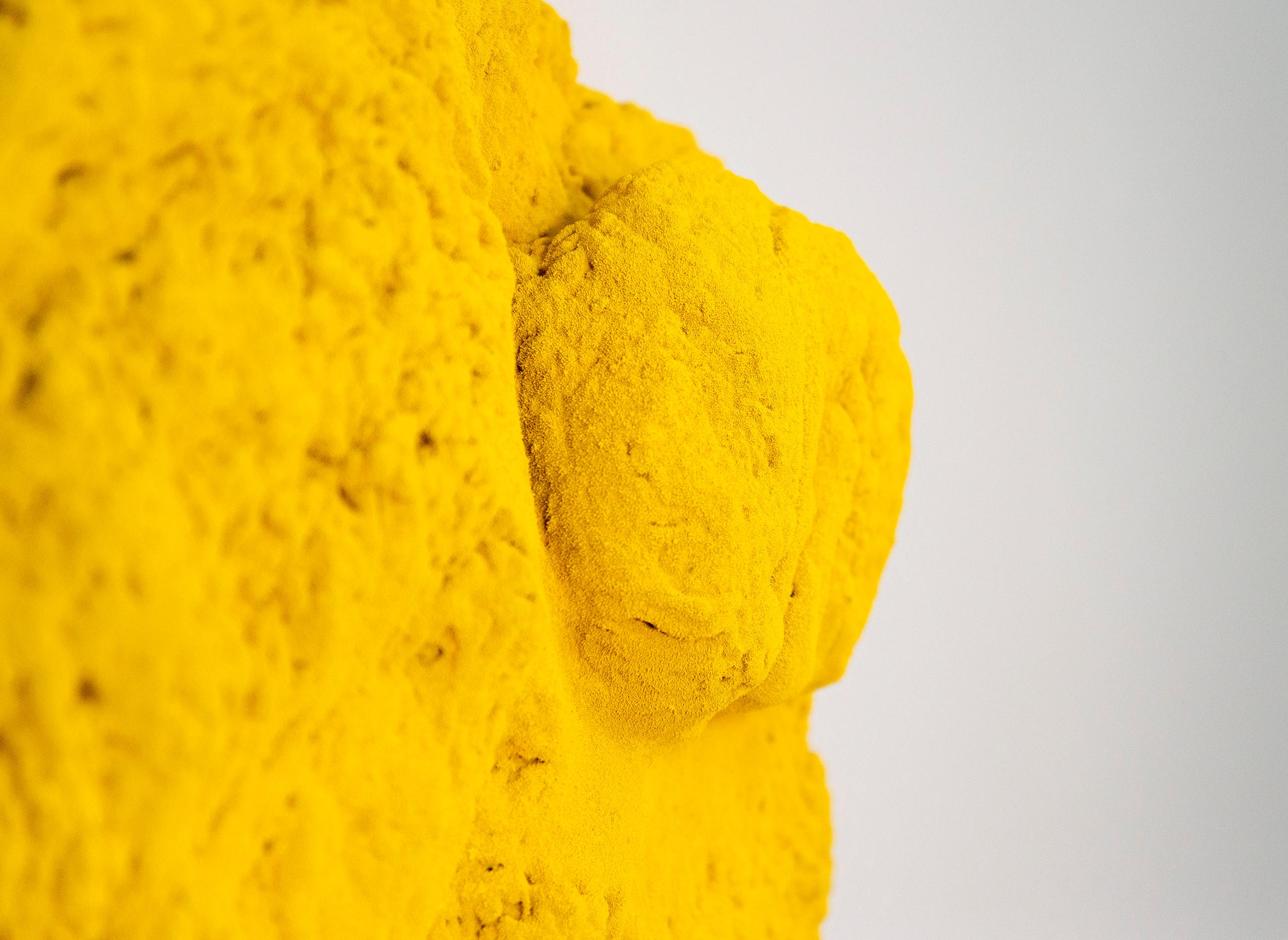 Yellow Matter - bright, matte, textured, abstract, mixed media wall sculpture For Sale 2