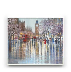 London Love 3- original impressionism cityscape painting - contemporary art