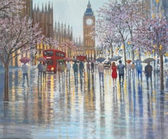 London Love 3- original impressionism cityscape painting - contemporary art