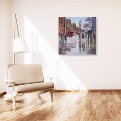 L'amore è nell'aria - quadro originale di paesaggio urbano impressionista - arte contemporanea