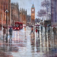 Love is in the Air- original impressionism cityscape painting - contemporary art