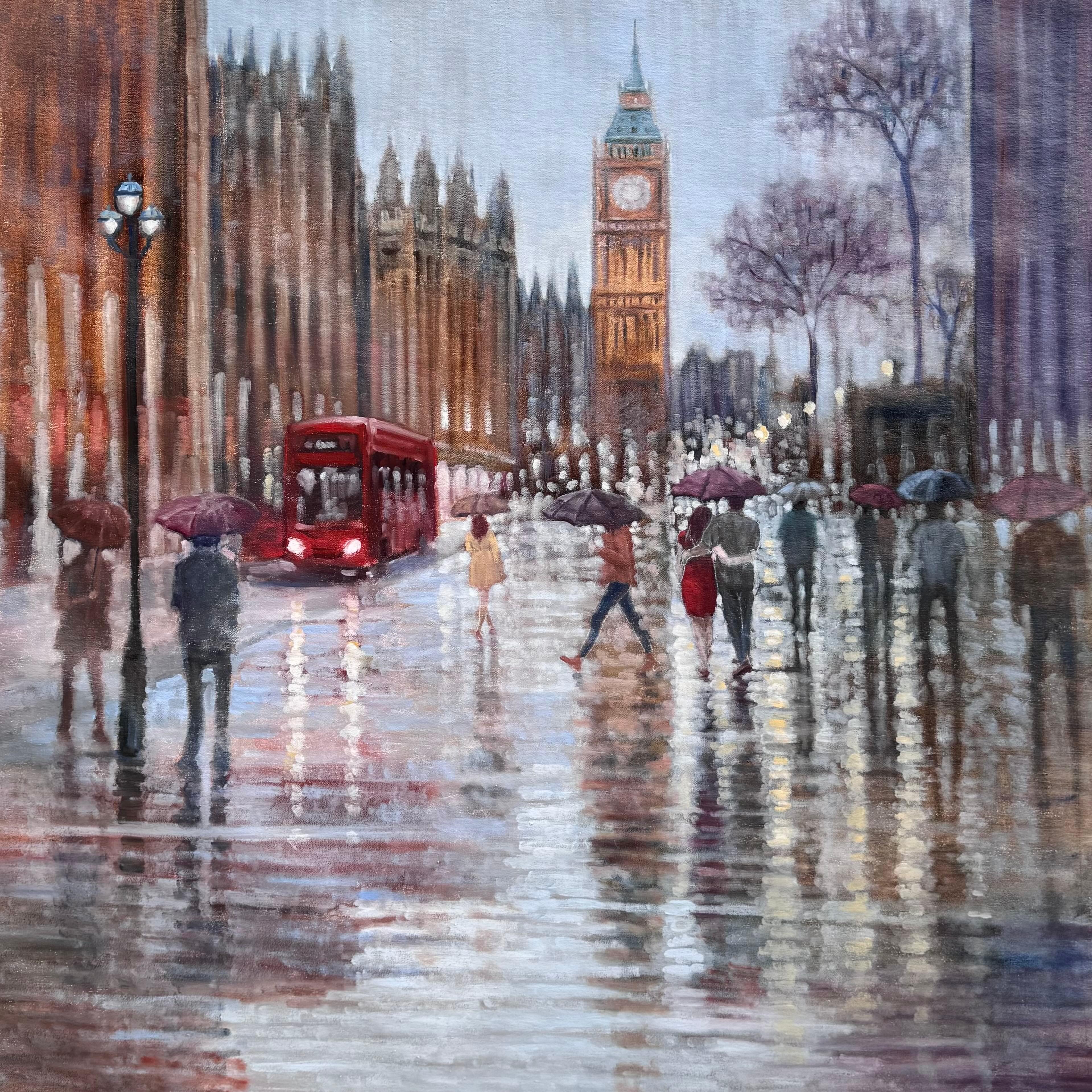 Love is in the Air- original impressionism cityscape painting - contemporary art