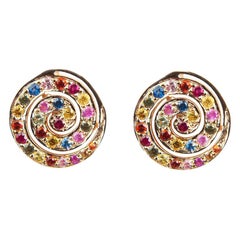 She Bee Multi-Color Sapphire Spiral Earrings