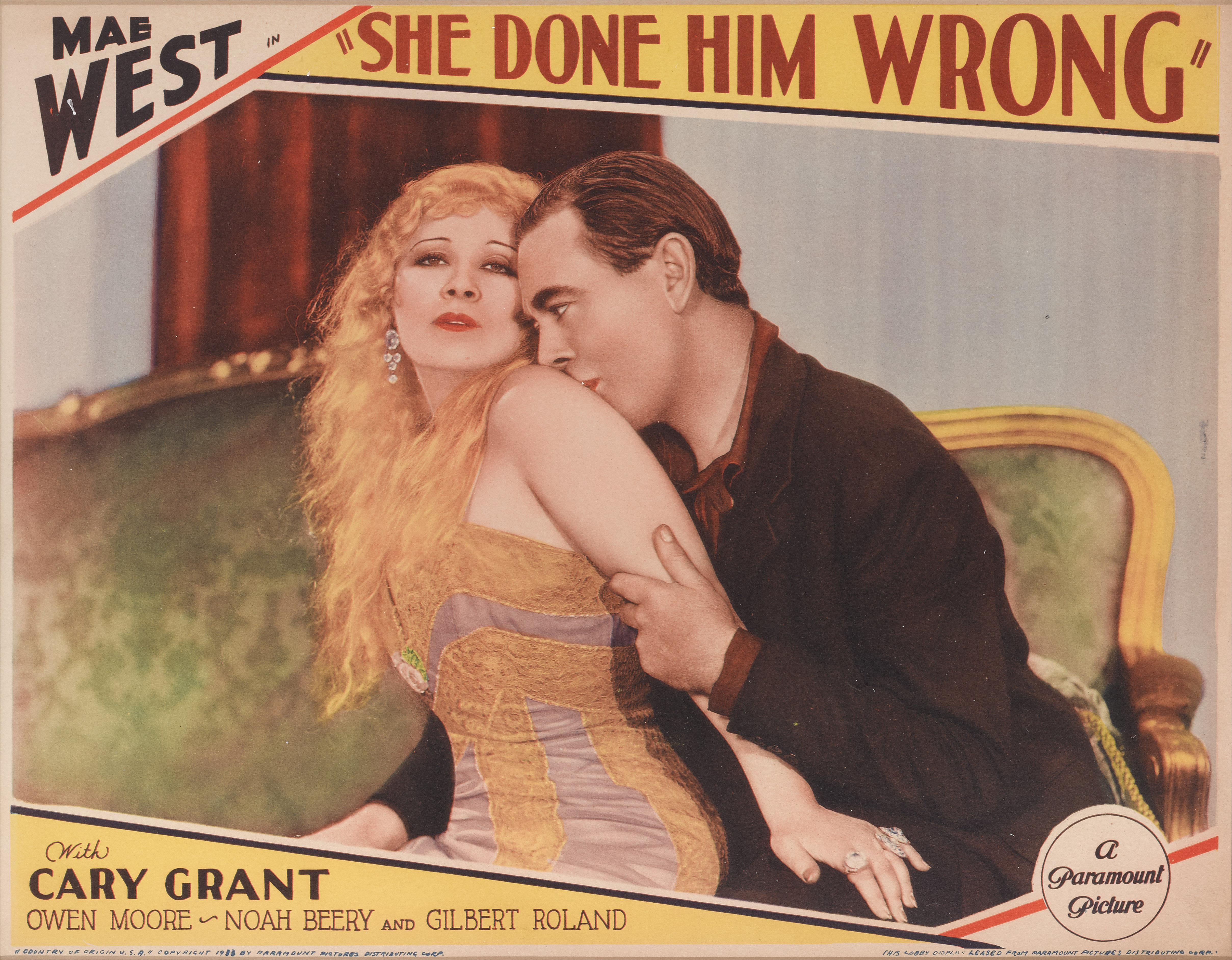 Original US lobby card for the 1933 comedy romance She Done Him Wrong.
This film starred May West and Cary Grant and was directed by Lowell Sherman.
This lobby card is conservation framed with UV plexiglass in an Obeche wood frame with card mounts