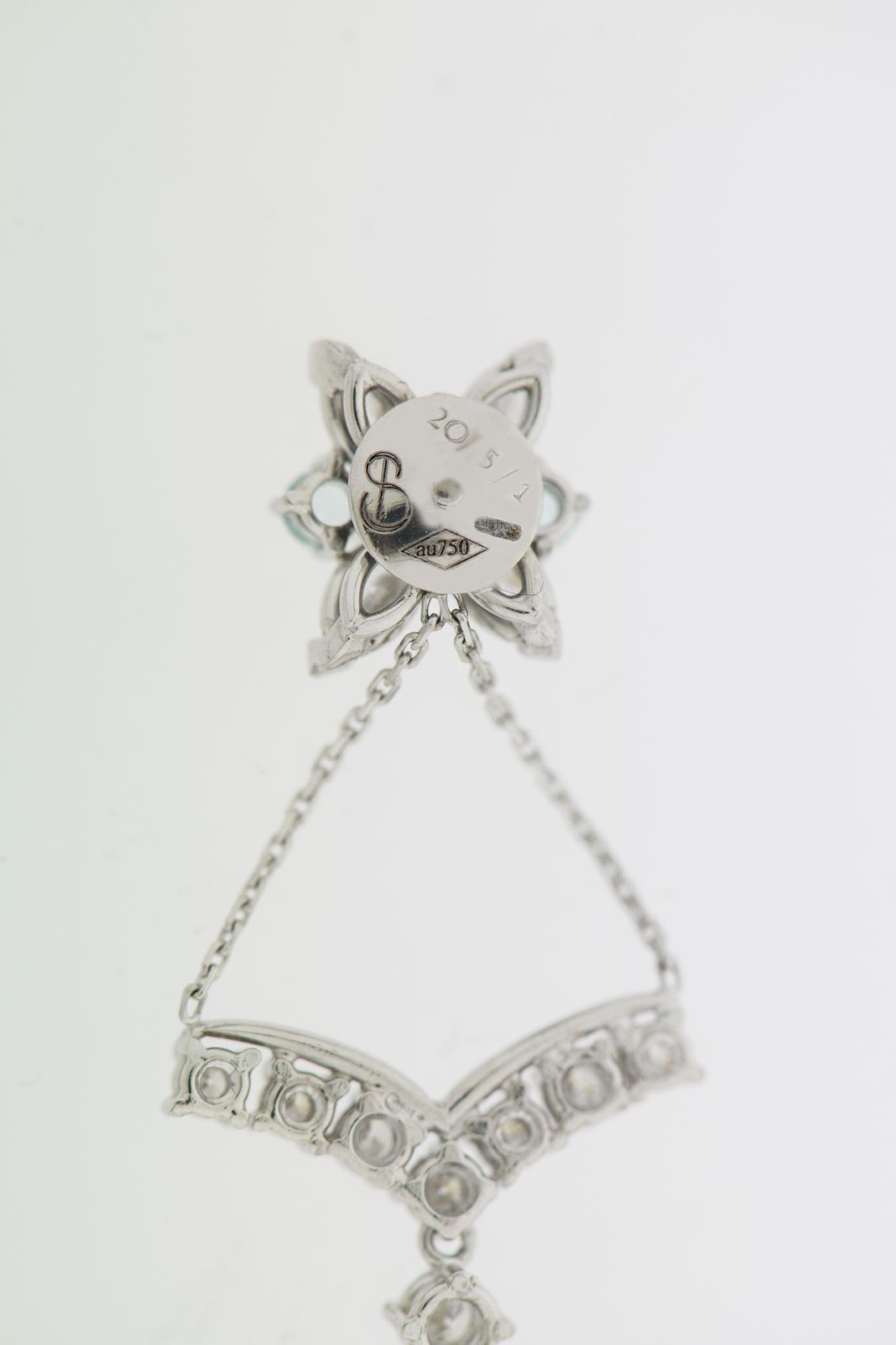 “SHE !” Love Collection Earrings 18k White Gold, Brilliants & Paraïba Tourmaline in vendita 2