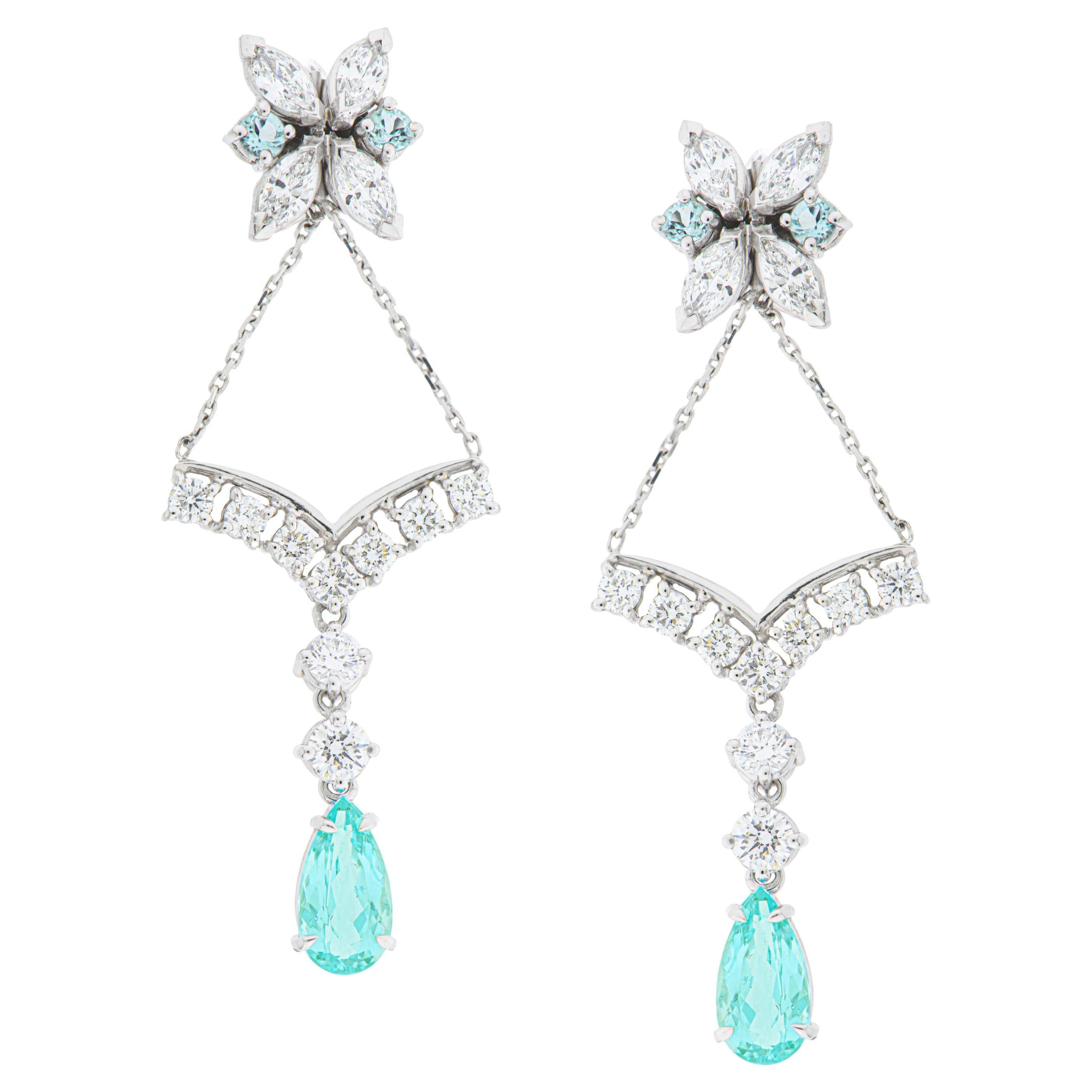 “SHE !” Love Collection Earrings 18k White Gold, Brilliants 
Paraïba Tourmaline in vendita
