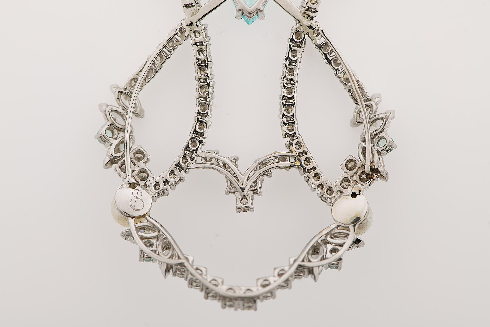 “SHE !” Love Collection Necklace 18k White Gold, Brilliants & Paraïba Tourmaline im Angebot 1