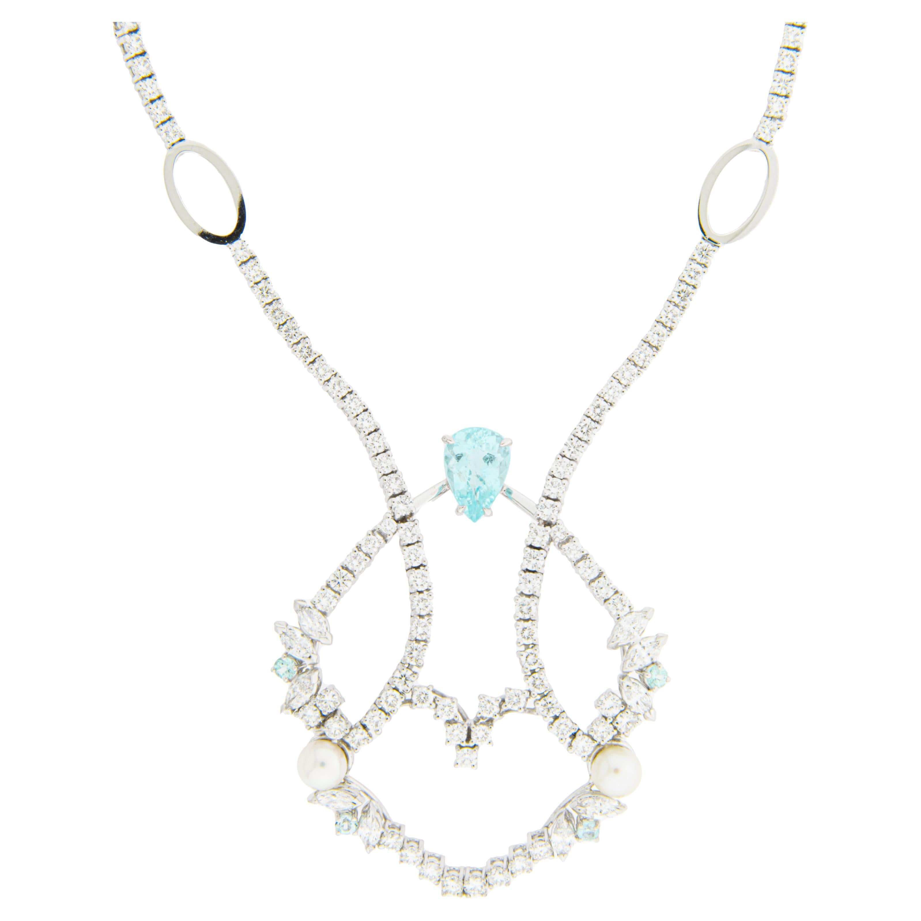 “SHE !” Love Collection Necklace 18k White Gold, Brilliants 
Paraïba Tourmaline