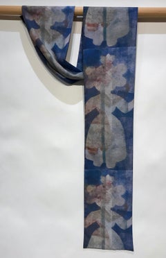 She Stands With Me, by Melanie Yazzie, scarf, wearable art, blue, white, female