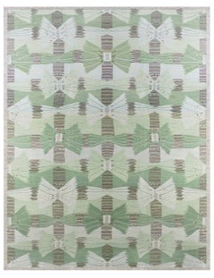 Tapis surdimensionné « Sheaf » à motifs géométriques, tissage plat moderne, gris clair, par Doris Leslie Blau