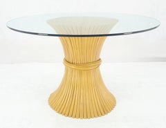 Sheaf of Bamboo Base Glass 48" Round Top Dining Center Table Mid Century Modern