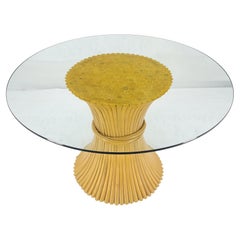 Sheaf of Bamboo Base Glass 48" Round Top Dining Center Table Mid Century Modern