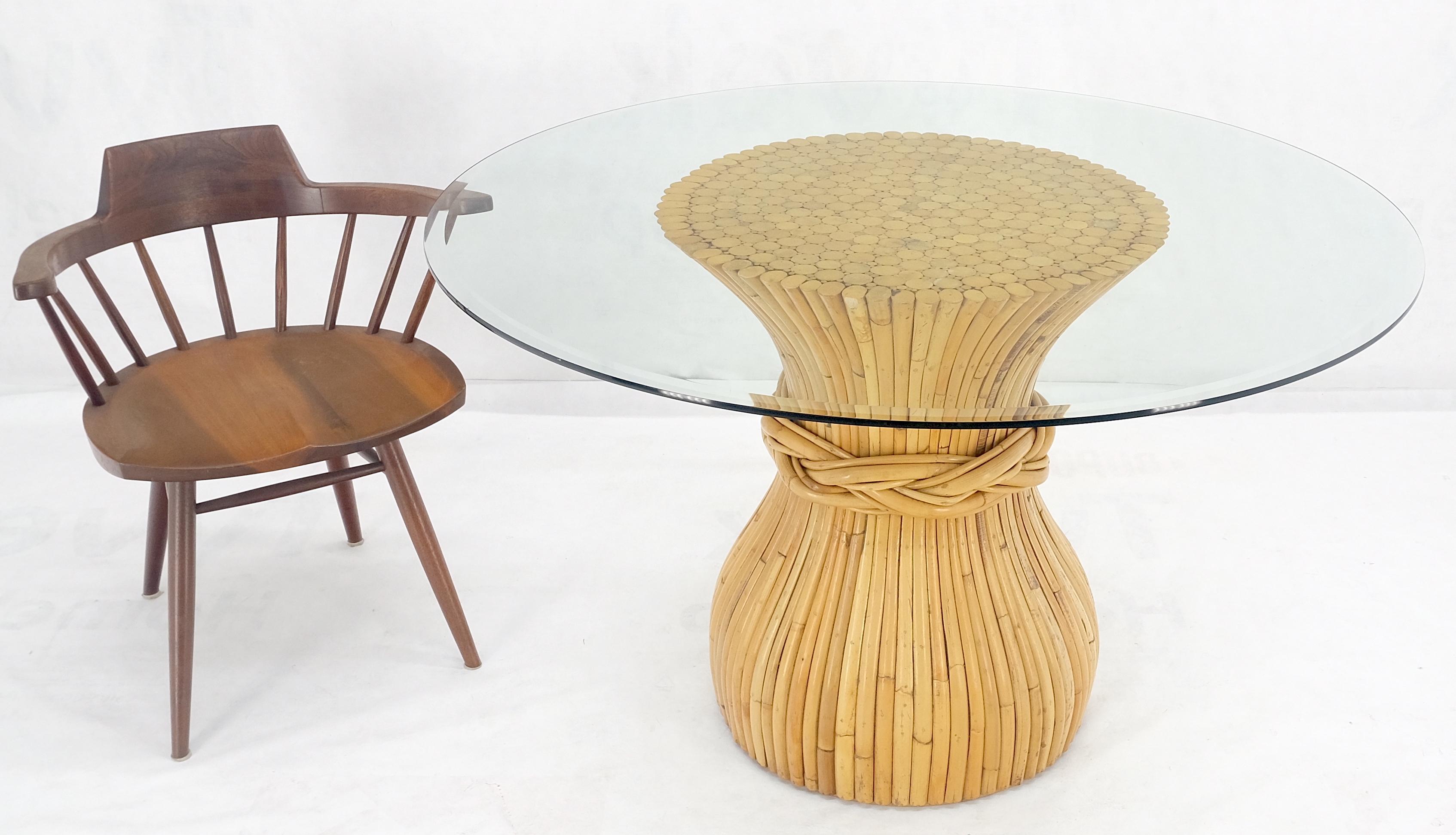 Mid-Century Modern Table de salle à manger en bambou avec plateau en verre en forme d'oignon MINT en vente