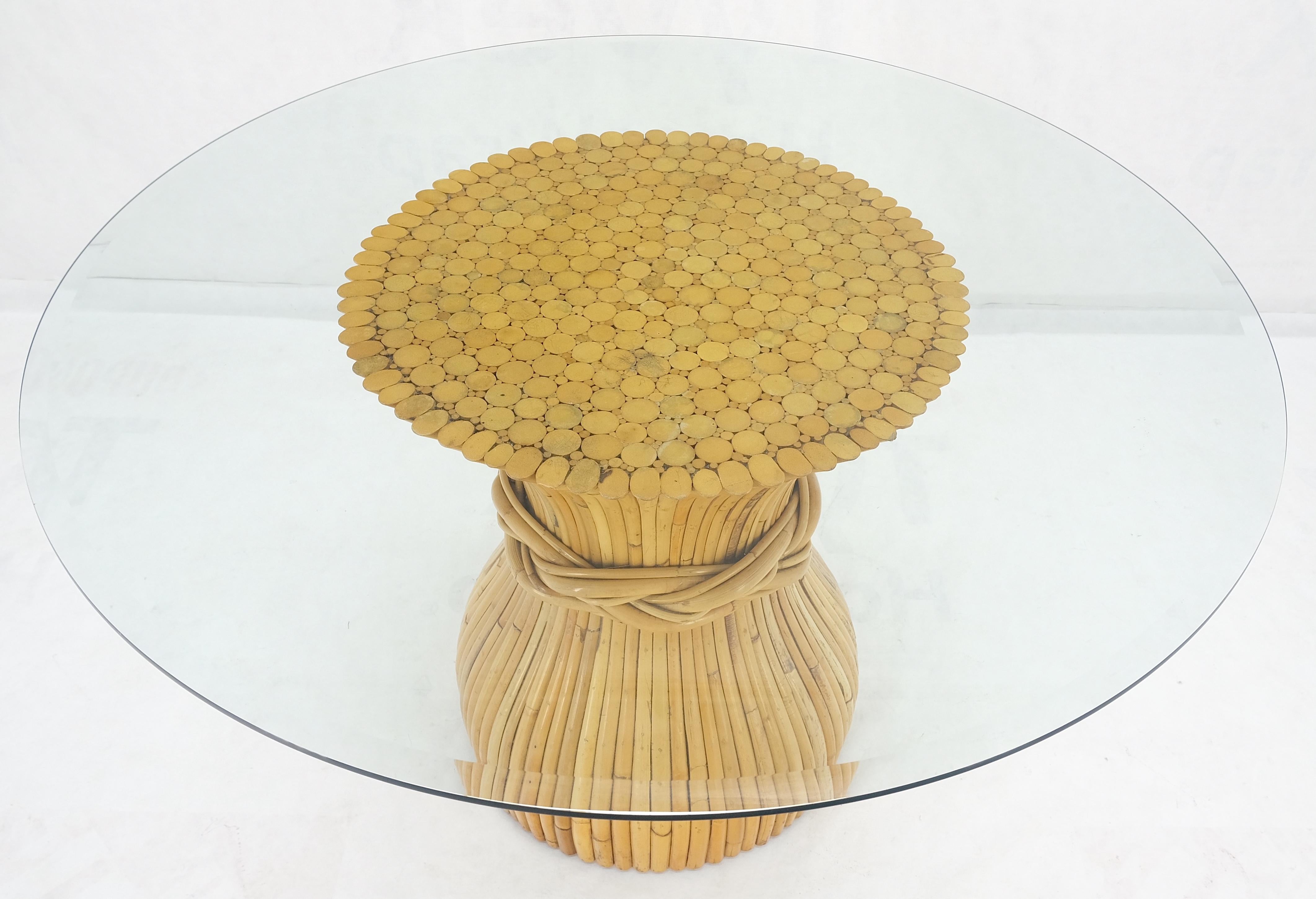Bambou Table de salle à manger en bambou avec plateau en verre en forme d'oignon MINT en vente