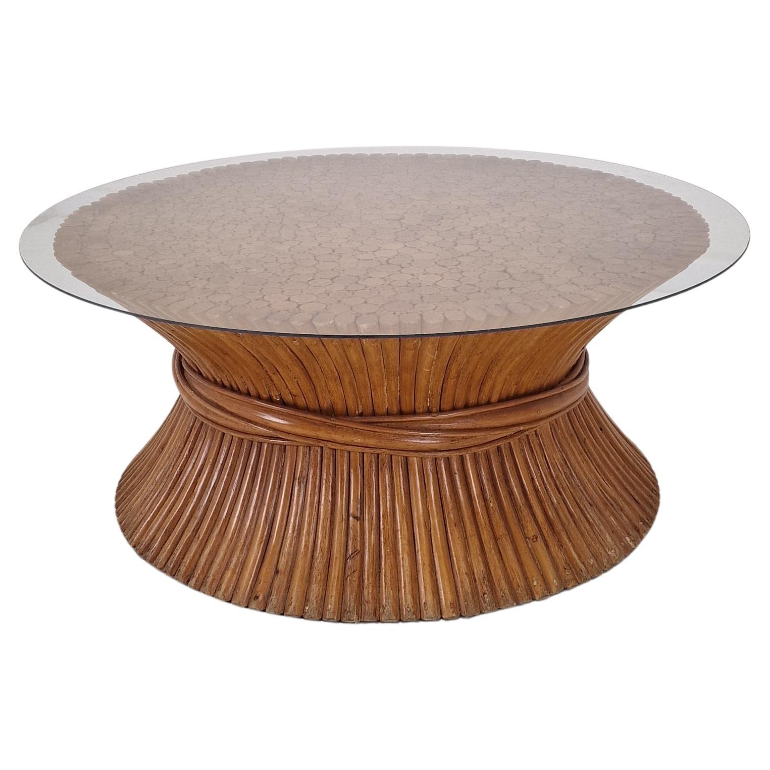 Mesa baja de bambú Sheaf of Wheat de McGuire, EE.UU., hacia 1970