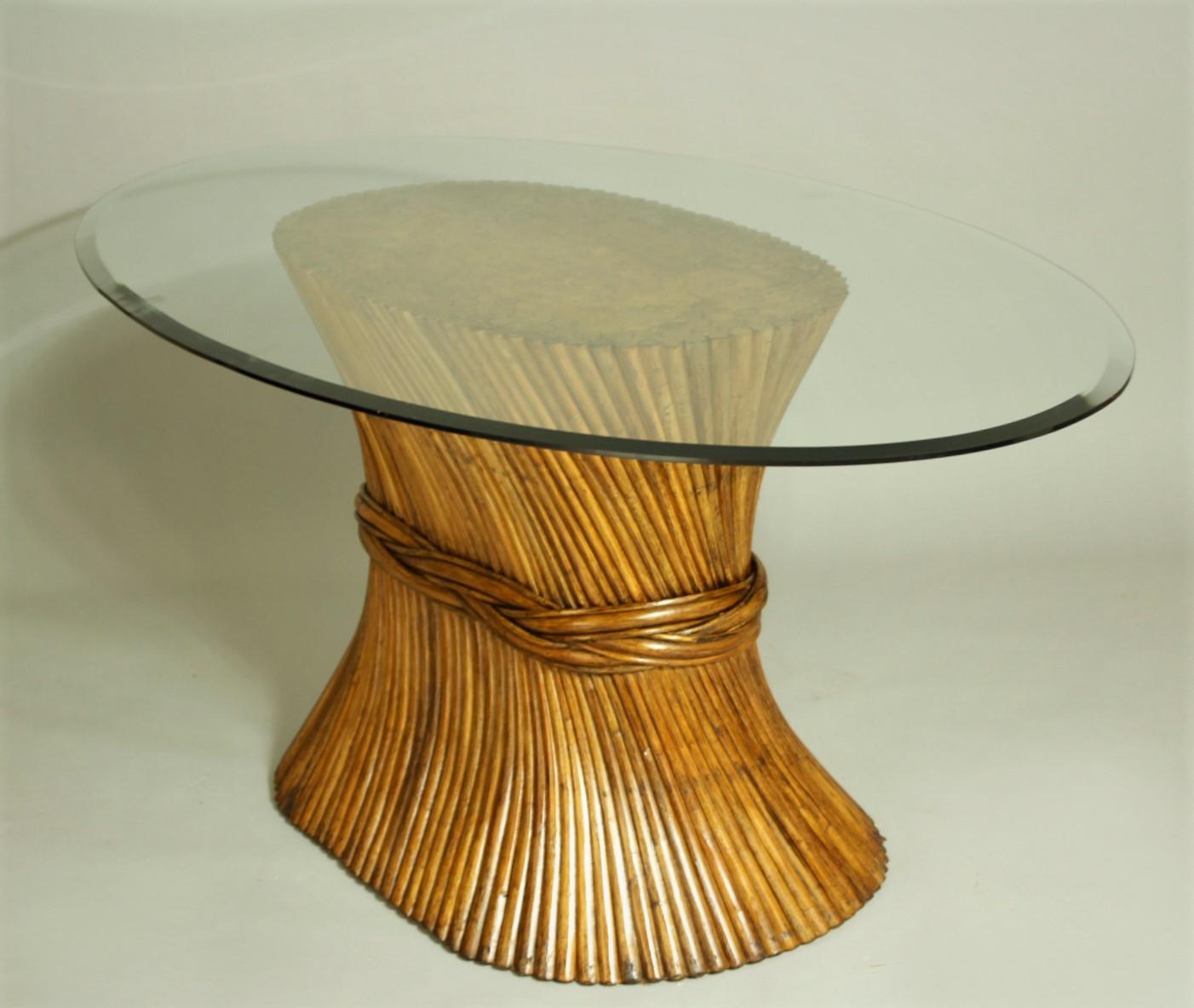 Hollywood Regency Sheaf of Wheat Bamboo Dining Table from McGuire, 1970s For Sale
