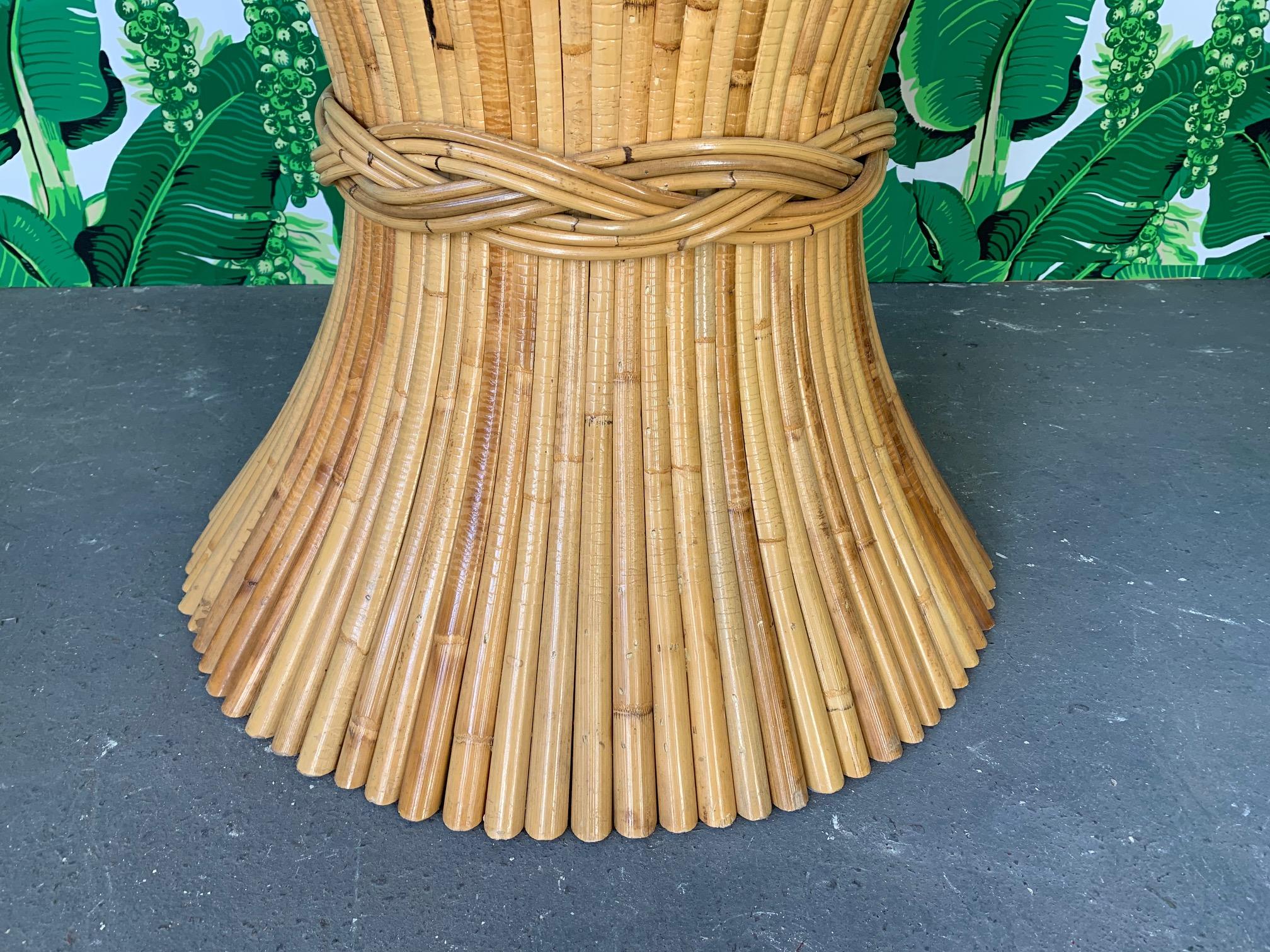 Sheaf of Wheat Bamboo Pedestal Dining Table by McGuire In Good Condition In Jacksonville, FL