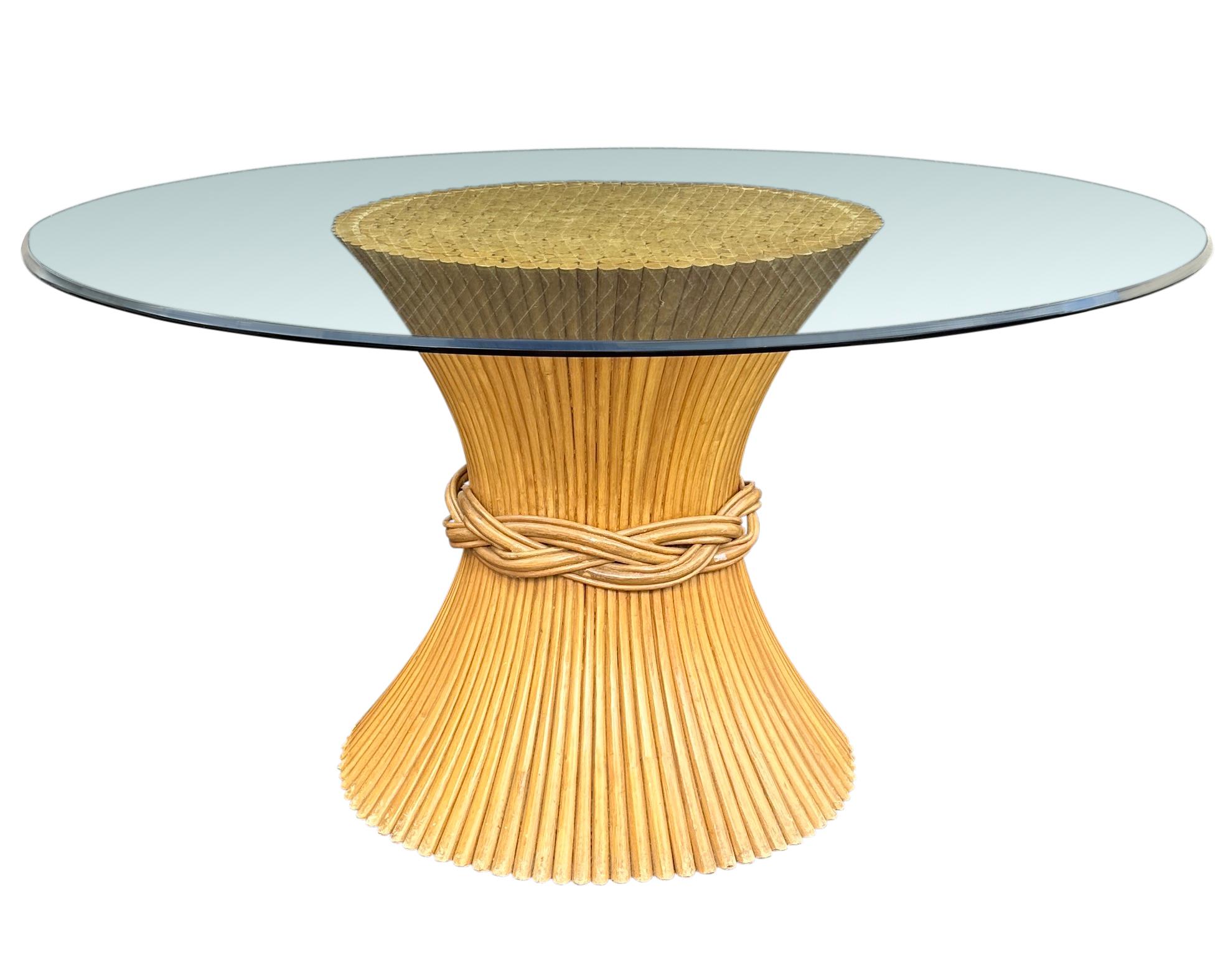 American Sheaf of Wheat Bamboo Pedestal Dining Table by McGuire
