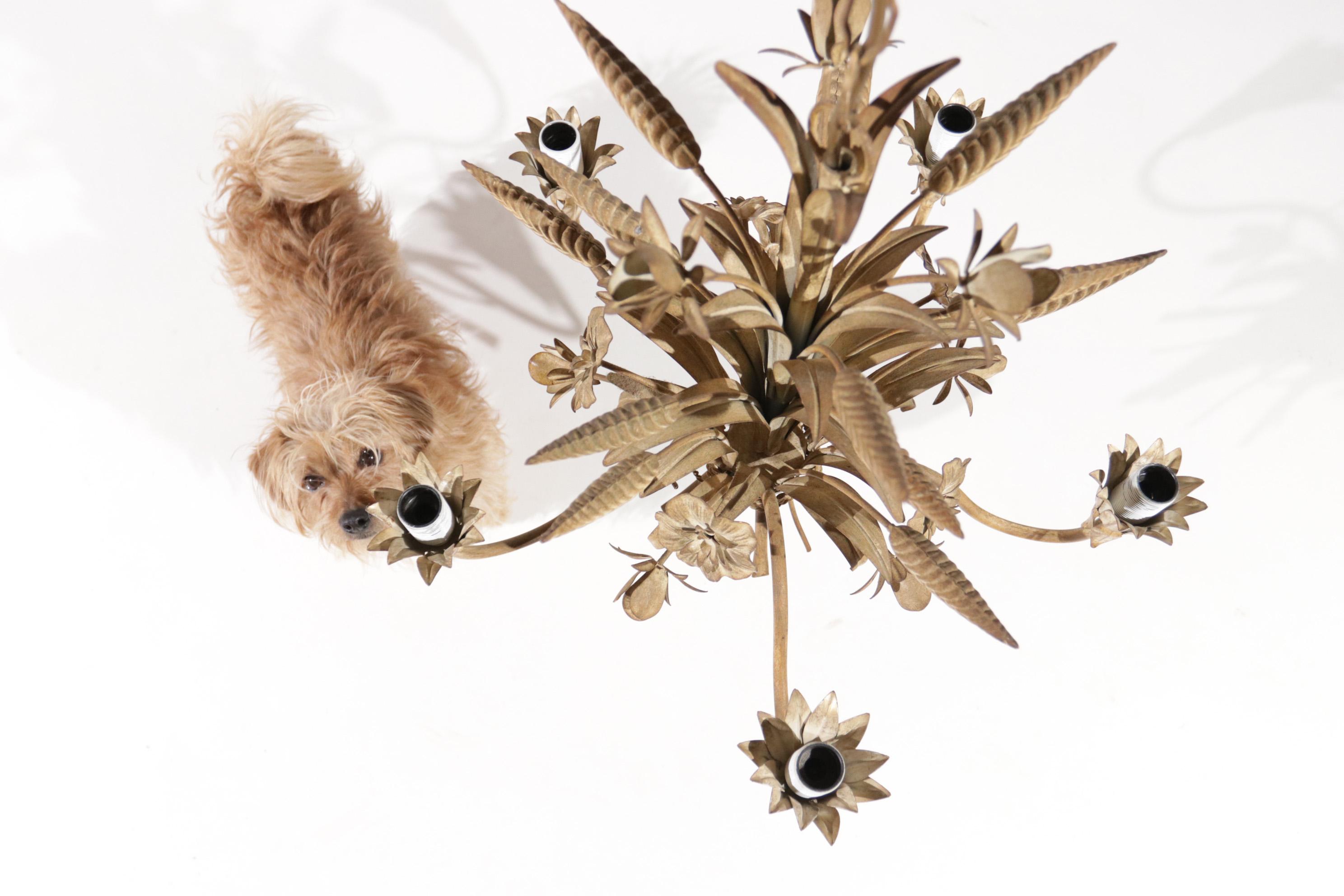 Hollywood Regency Sheaf of Wheat Chandelier Beige Hans Kögl, Maison Charles Style For Sale