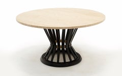 Sheaf of Wheat Coffee Table by Edward Wormley for Dunbar, Travertine, Mahogany