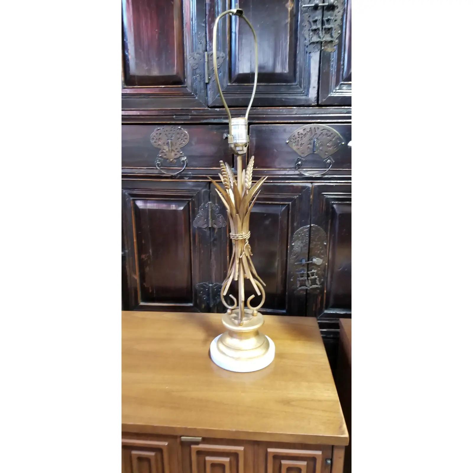 Italian Sheaf of Wheat Hollywood Regency Lamps a Pair