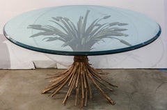 Sheaf of Wheat Metal Coffee Table with Glass Top, 1950s
