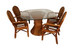 Sheaf of Wheat Rattan Dining Table and Chairs