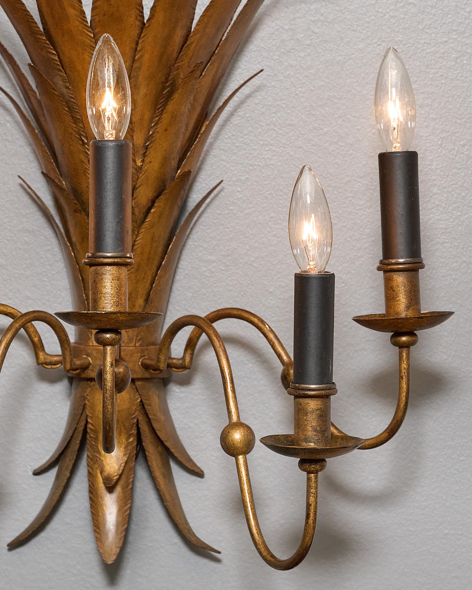 Metal Sheaf of Wheat Sconces For Sale
