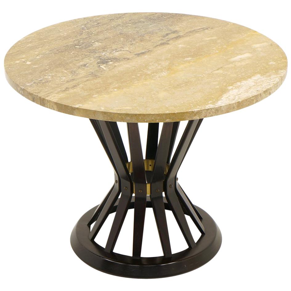 Sheaf of Wheat Side Table by Edward Wormley for Dunbar, Round Travertine Top