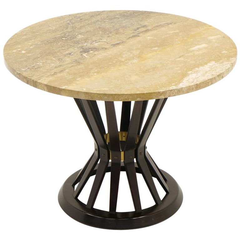 Sheaf Of Wheat Side Table By Edward Wormley For Dunbar Round Travertine Top