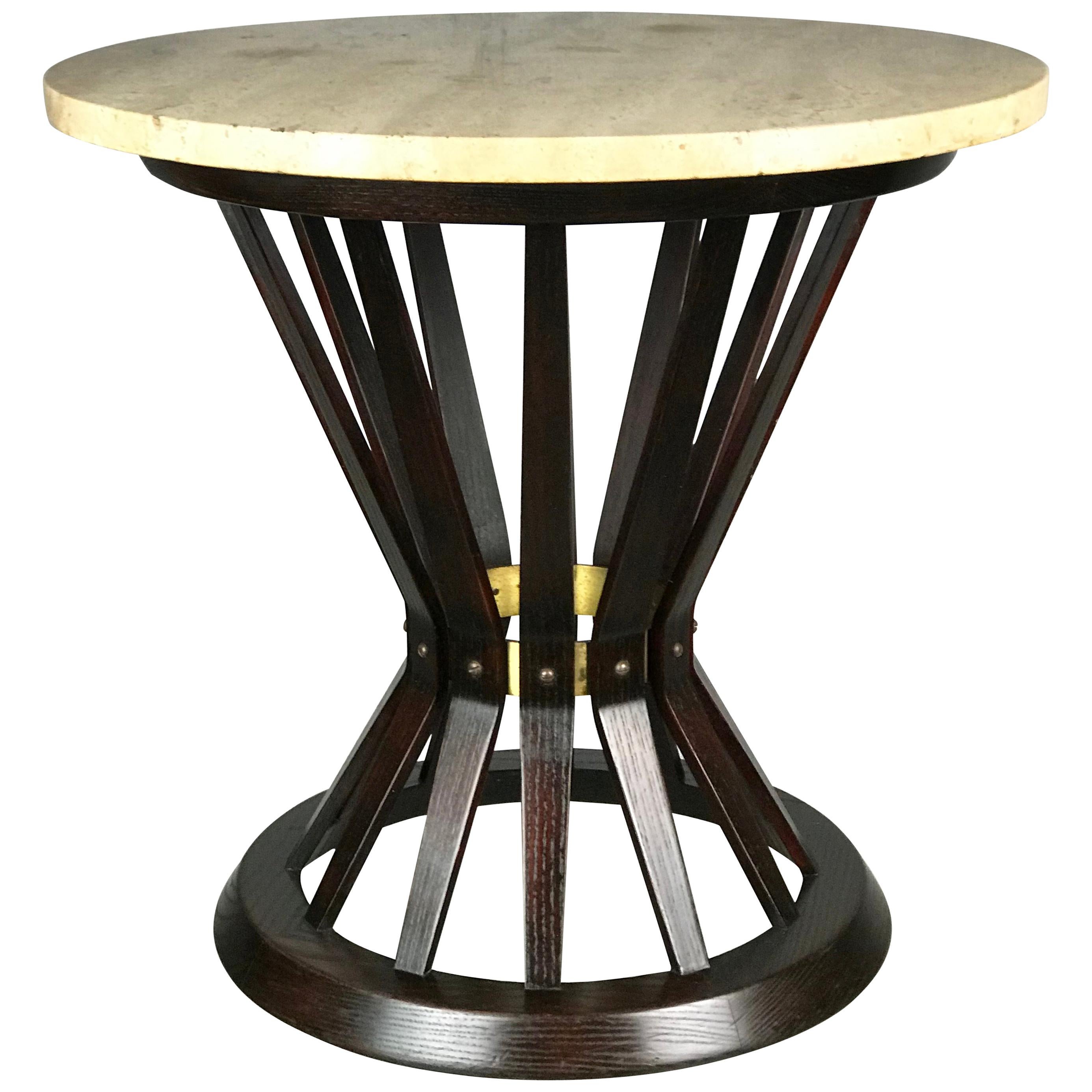 Sheaf of Wheat Side Table by Edward Wormley for Dunbar Travertine Marble Top