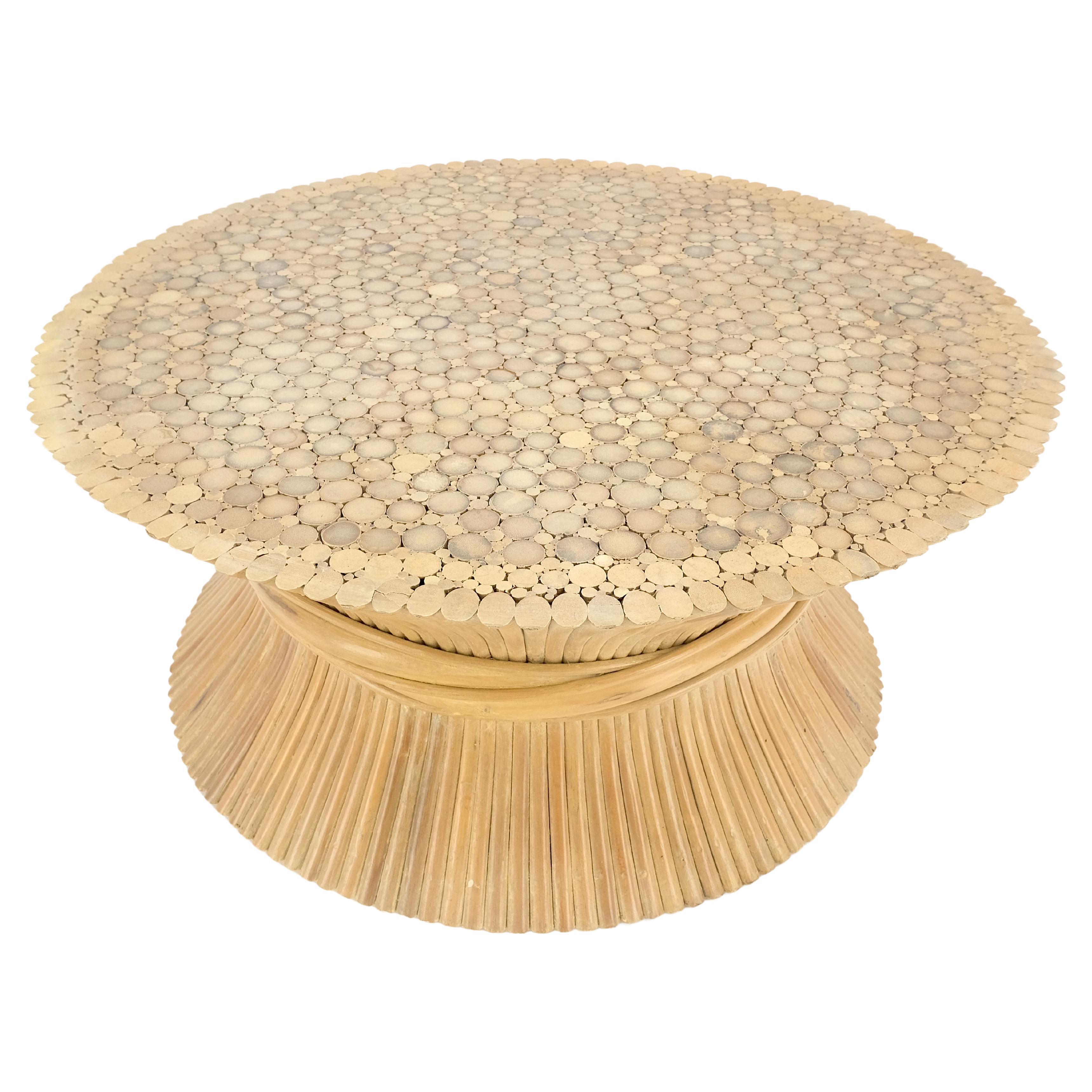 Sheaf of "Wheat" Style 36" Round c1970s Mid Century Modern Coffee Table MINT