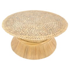 Sheaf of "Wheat" Style 36" Round c1970s Mid Century Modern Coffee Table MINT