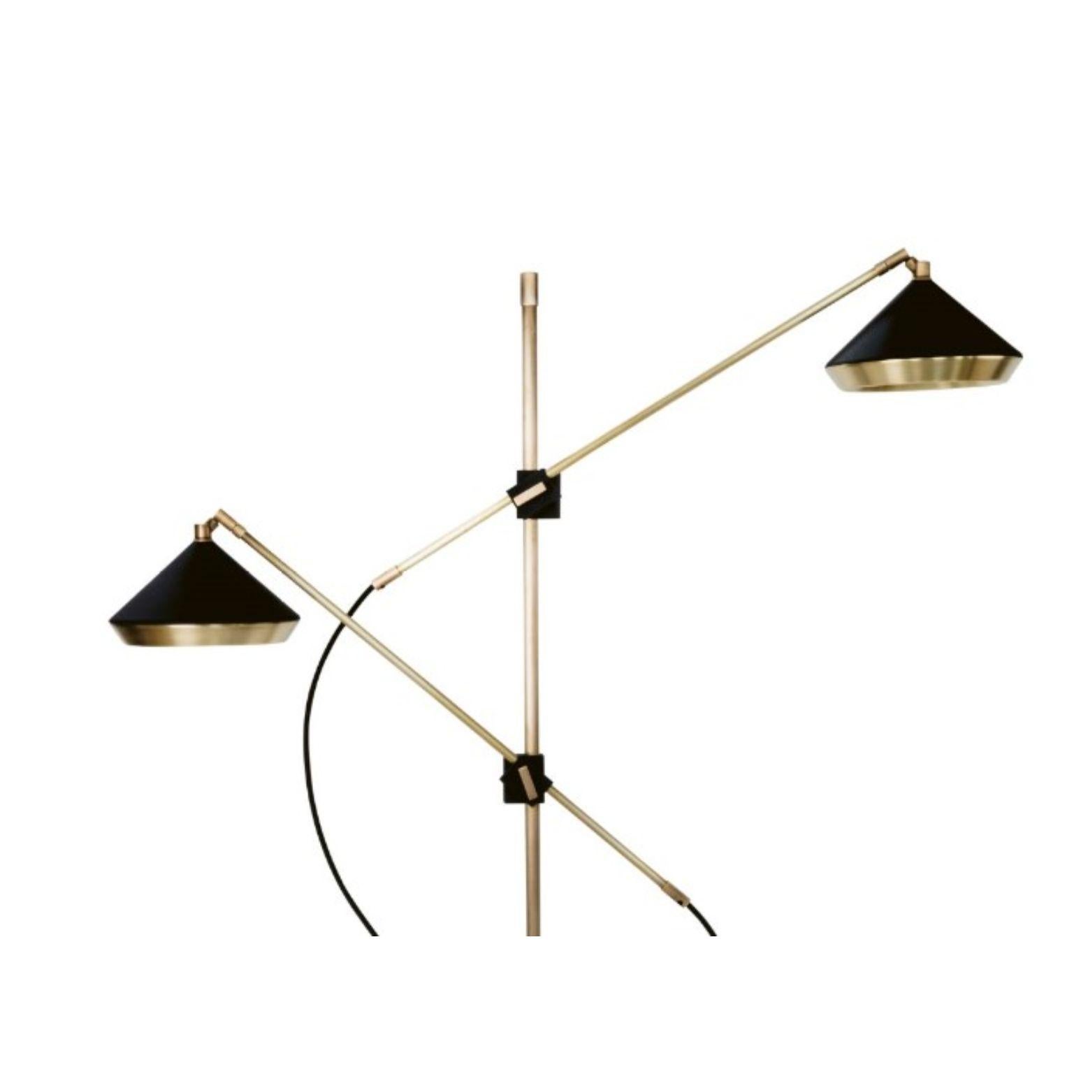 Shear Floor Light, Brass, Black by Bert Frank In New Condition For Sale In Geneve, CH