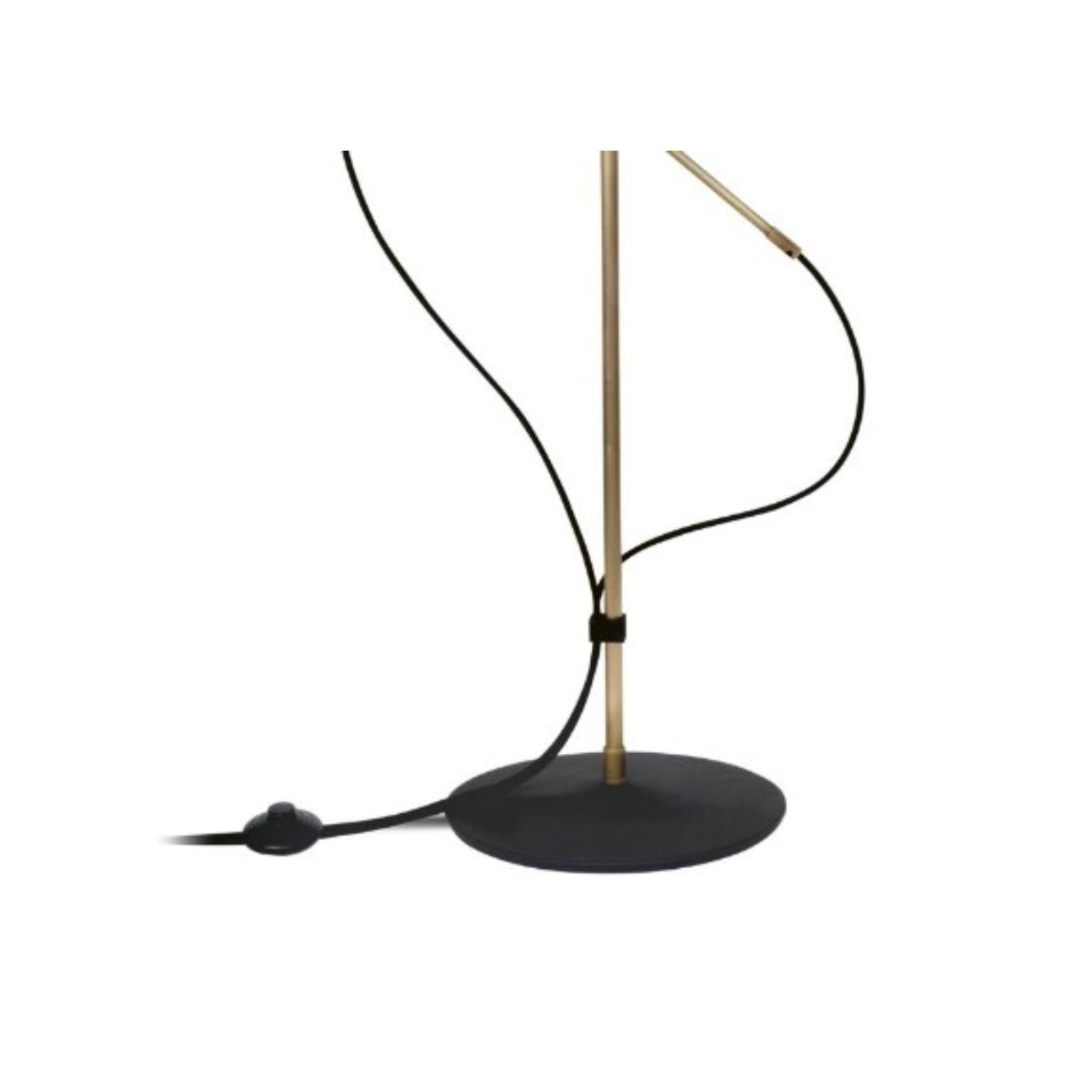 Contemporary Shear Floor Light, Brass, Black by Bert Frank For Sale