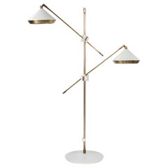 Shear Floor Light, Brass, White by Bert Frank